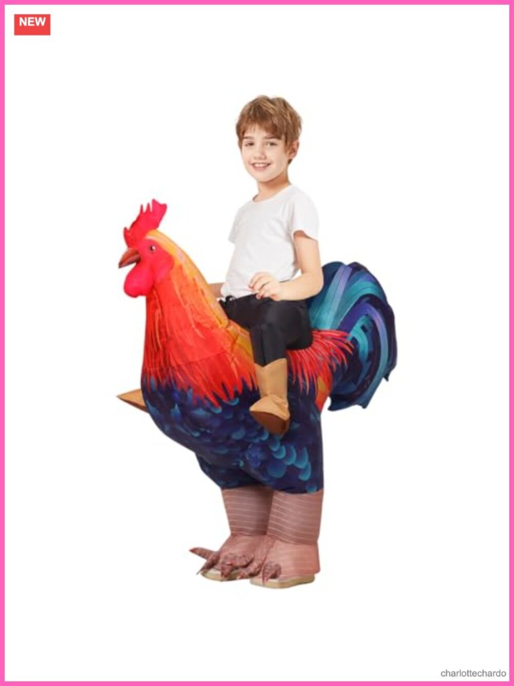 Kids Inflatable Chicken Costume Rooster Suit Funny Cosplay Halloween Dress Up
